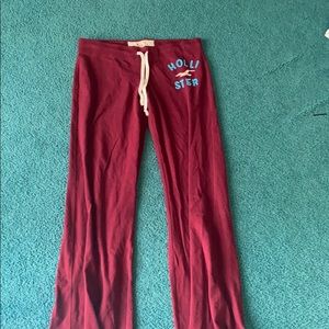 Maroon long flare Hollister sweatpants